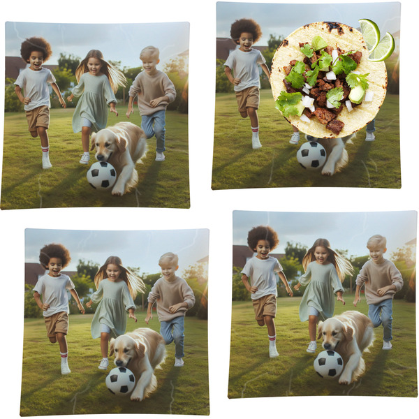 Custom Photo Glass Square Lunch / Dinner Plates 9.5" - Set of 4