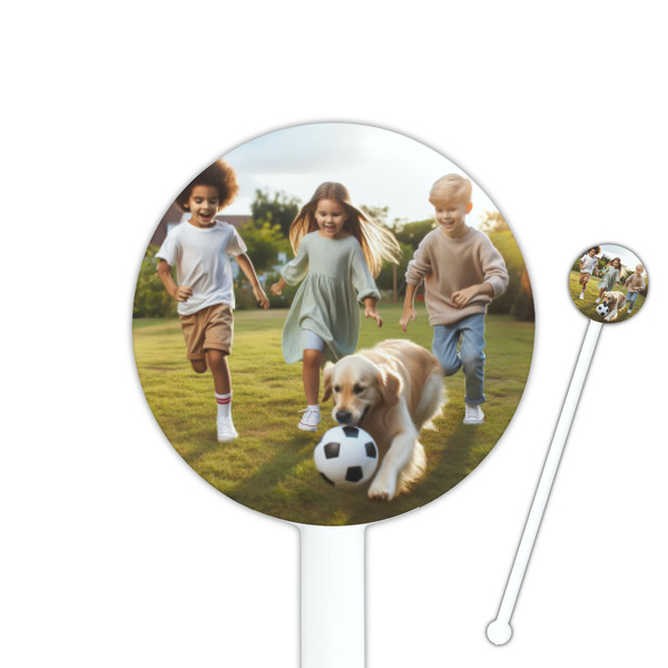 Custom Photo 5.5" Round Plastic Stir Sticks - White - Single-Sided