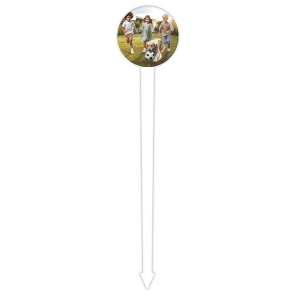Photo White Plastic 6" Food Pick - Round - Single Pick