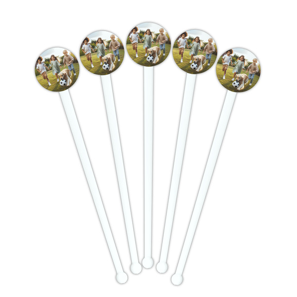 Photo White Plastic 7" Stir Stick - Round - Fan View