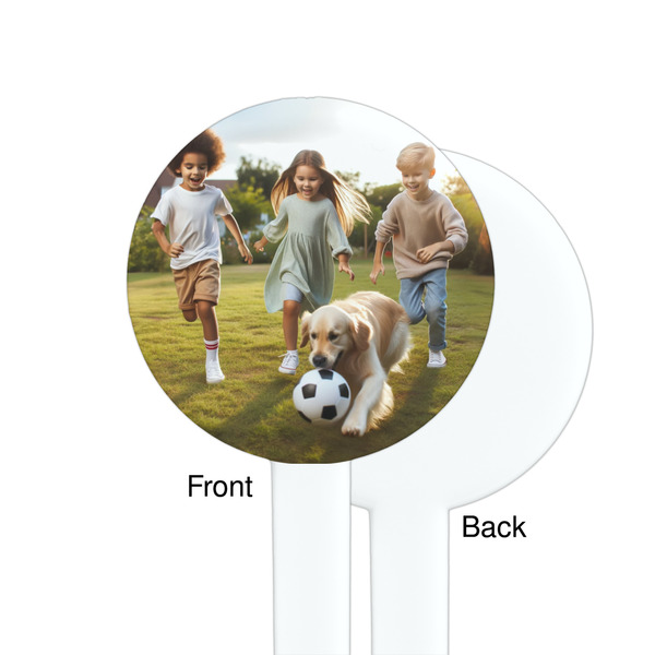 Photo White Plastic 7" Stir Stick - Single Sided - Round - Front & Back