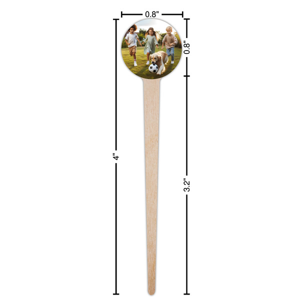 Photo Wooden 4" Food Pick - Round - Dimensions
