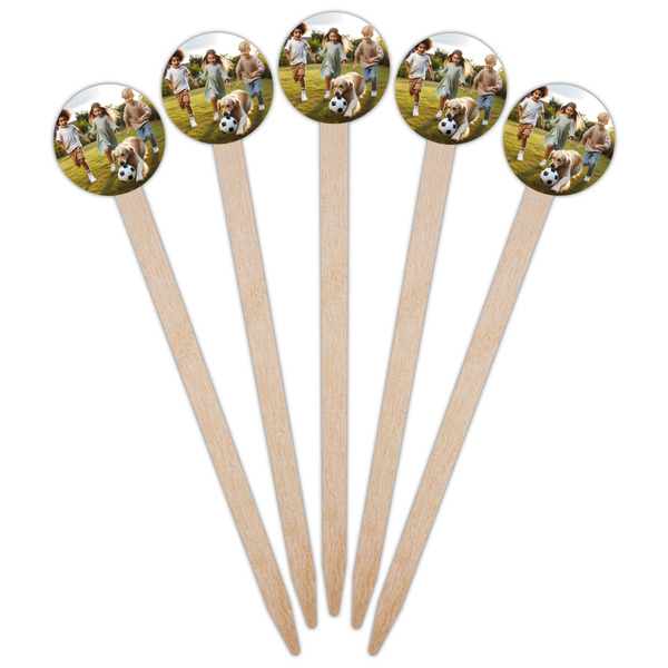 Photo Wooden 6" Food Pick - Round - Fan View