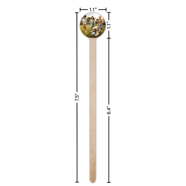 Photo Wooden 7.5" Stir Stick - Round - Dimensions