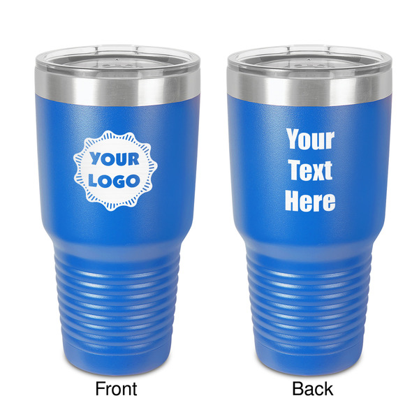 Custom Logo 30 oz Stainless Steel Tumbler - Royal Blue - Double-Sided