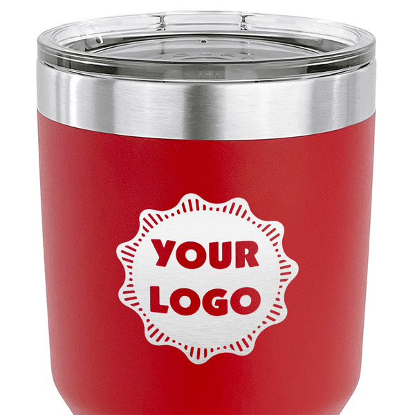 Logo 30 oz Stainless Steel Ringneck Tumbler - Red - CLOSE UP