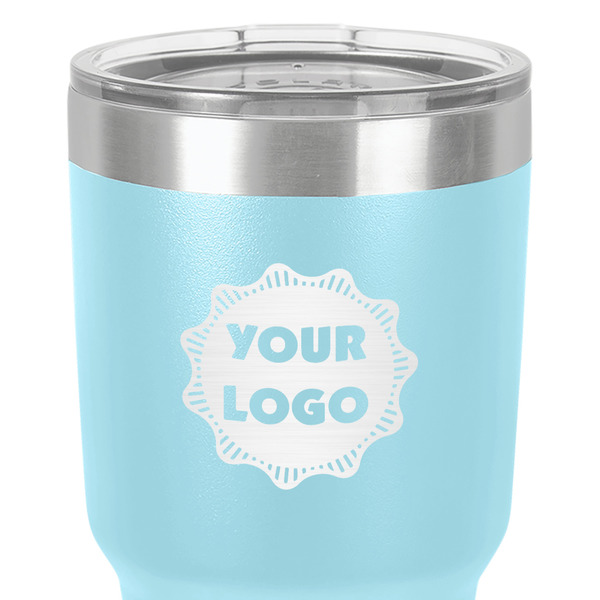 Logo 30 oz Stainless Steel Ringneck Tumbler - Teal - Close Up