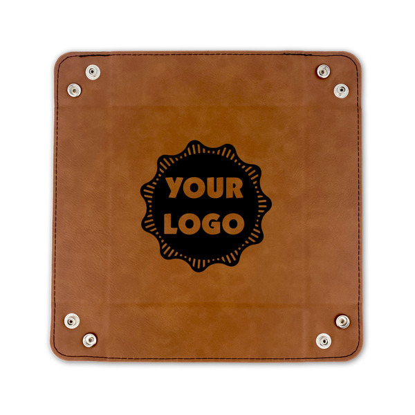 Logo 6" x 6" Leatherette Snap Up Tray - FLAT FRONT