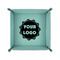 Logo 6" x 6" Teal Leatherette Snap Up Tray - FOLDED UP