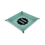 Logo Faux Leather Dice Tray - 6" x 6" - Teal