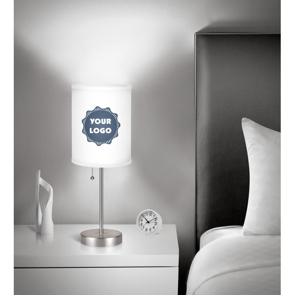 Logo 8" Drum Lampshade - In Room