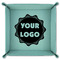 Logo 9" x 9" Teal Leatherette Snap Up Tray - FOLDED