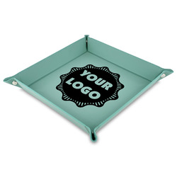 Logo Faux Leather Valet Tray - 9" x 9"  - Teal
