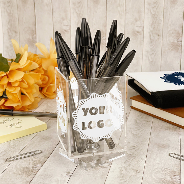 Logo Acrylic Pencil Holder - IN CONTEXT
