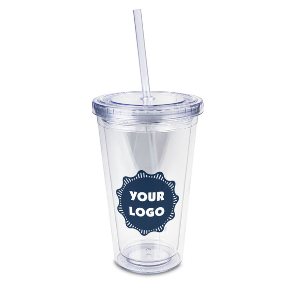 Custom Logo 16 oz Double Wall Acrylic Tumbler with Lid & Straw - Full Print