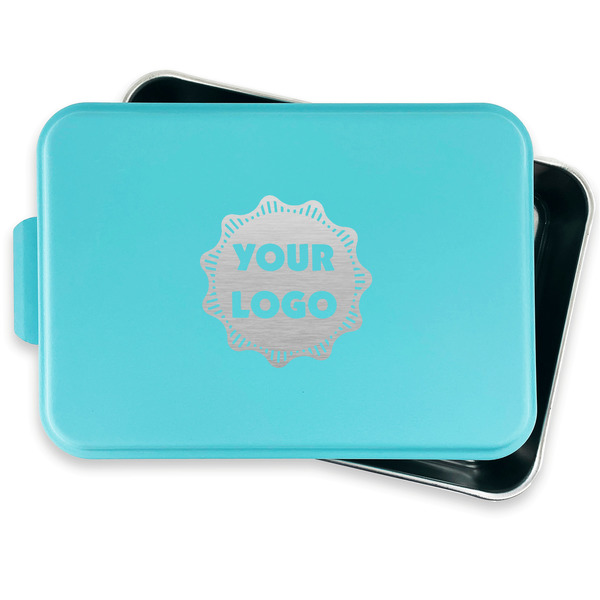 Logo Aluminum Baking Pan - Teal Lid - FRONT w/ lid off