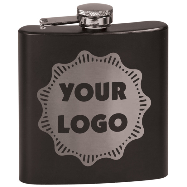 Custom Logo Black Flask Set