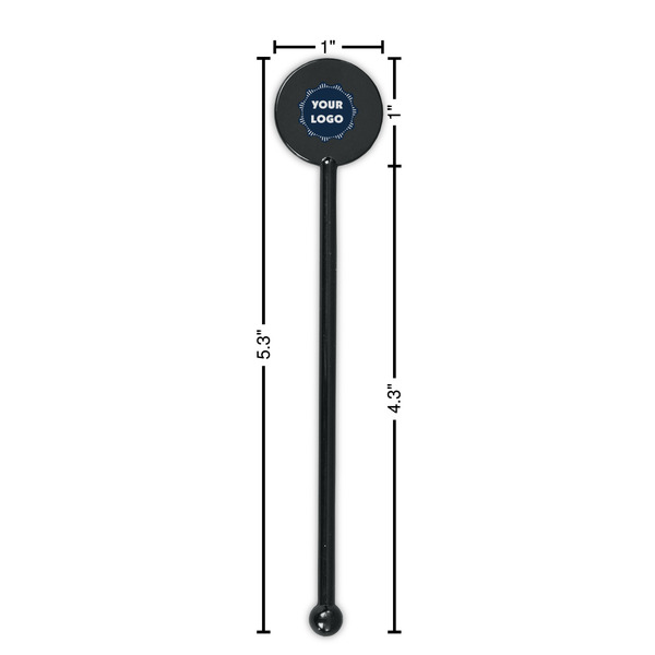 Logo Black Plastic 5.5" Stir Stick - Round - Dimensions