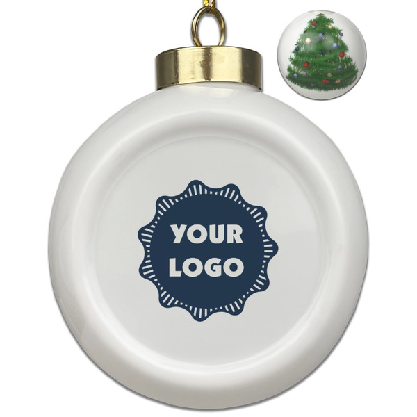 Custom Logo Ceramic Ball Ornament - Christmas Tree
