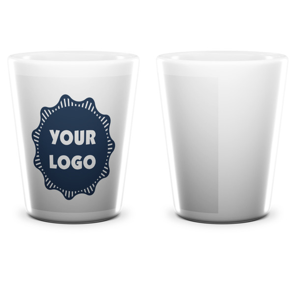 Logo Ceramic Shot Glass - White - Front & Back