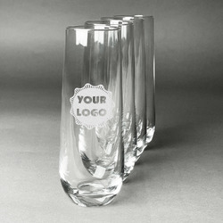 Logo Champagne Flute - Stemless - Laser Engraved - Set of 4