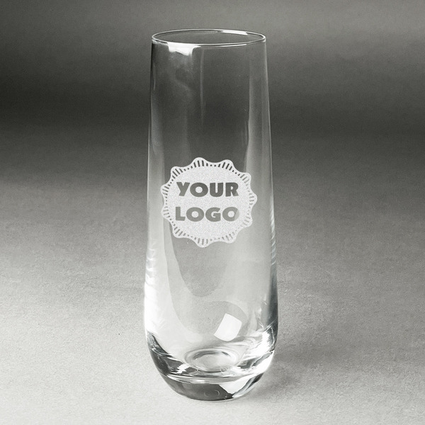 Custom Logo Champagne Flute - Stemless - Laser Engraved - Single