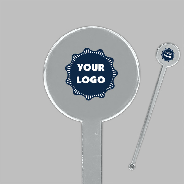 Logo Clear Plastic 7" Stir Stick - Round - Closeup