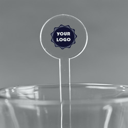 Logo 7" Round Plastic Stir Sticks - Clear