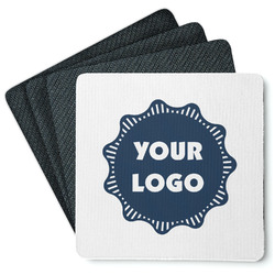 Logo Square Rubber Backed Coasters - Set of 4