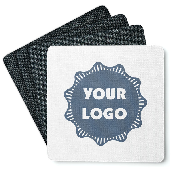Custom Logo Square Rubber Backed Coasters - Set of 4