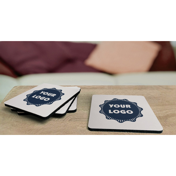 Logo Coaster Rubber Back - On Coffee Table