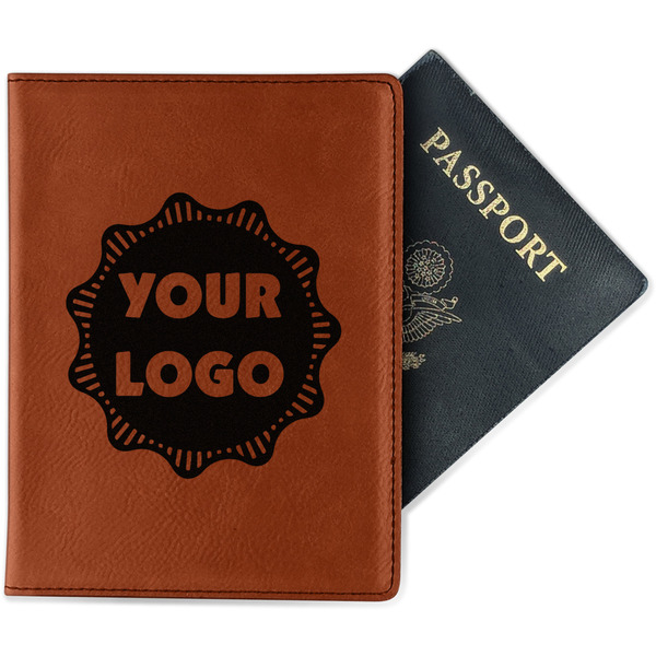 Custom Logo Passport Holder - Faux Leather - Double-Sided