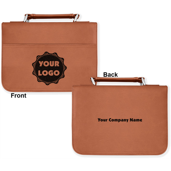 Logo Cognac Leatherette Bible Covers - Large Double Sided Approval