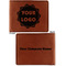 Logo Cognac Leatherette Bifold Wallets - Front and Back
