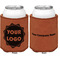 Logo Cognac Leatherette Can Sleeve - Double Sided Front and Back