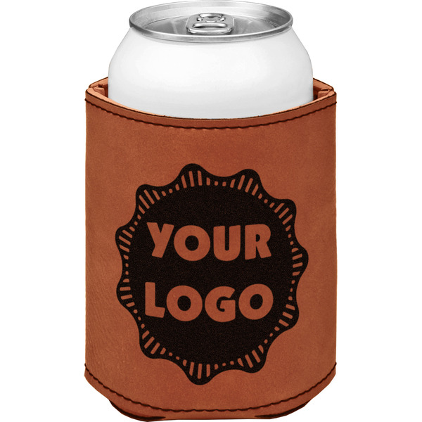 Logo Cognac Leatherette Can Sleeve - Single Front