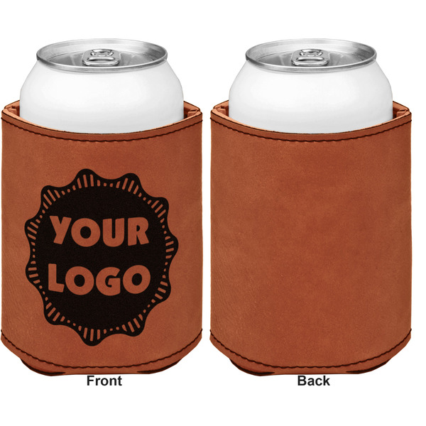 Logo Cognac Leatherette Can Sleeve - Single Sided Front and Back