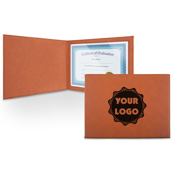 Custom Logo Leatherette Certificate Holder - Front Only