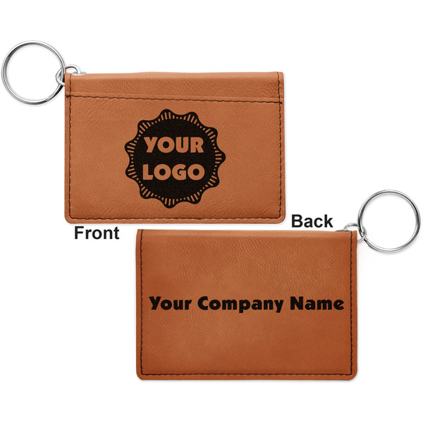 Logo Cognac Leatherette Keychain ID Holders - Front and Back Apvl