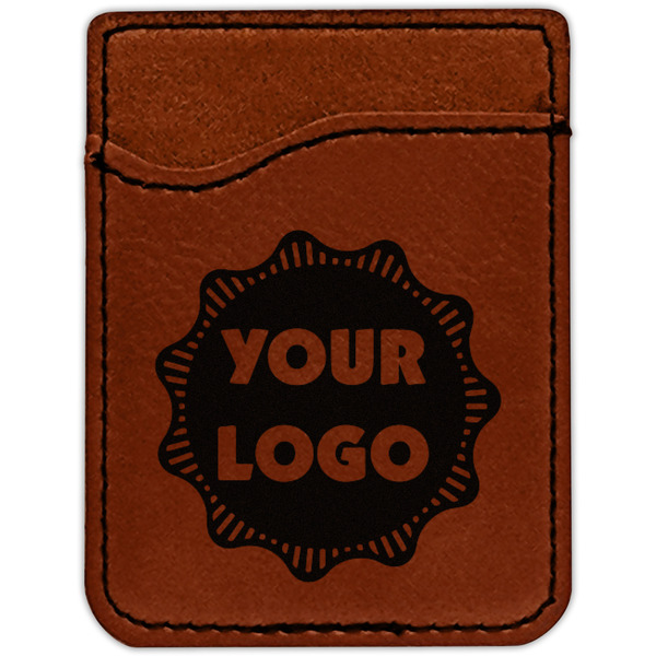 Logo Cognac Leatherette Phone Wallet close up