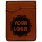 Logo Cognac Leatherette Phone Wallet close up