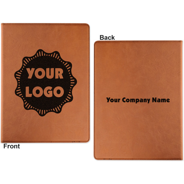 Logo Cognac Leatherette Portfolios with Notepad - Large - Double Sided - Apvl