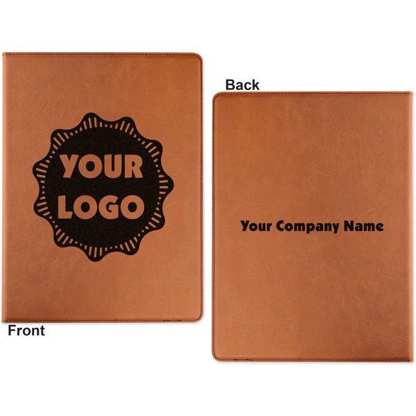 Logo Cognac Leatherette Portfolios with Notepad - Small - Double Sided- Apvl