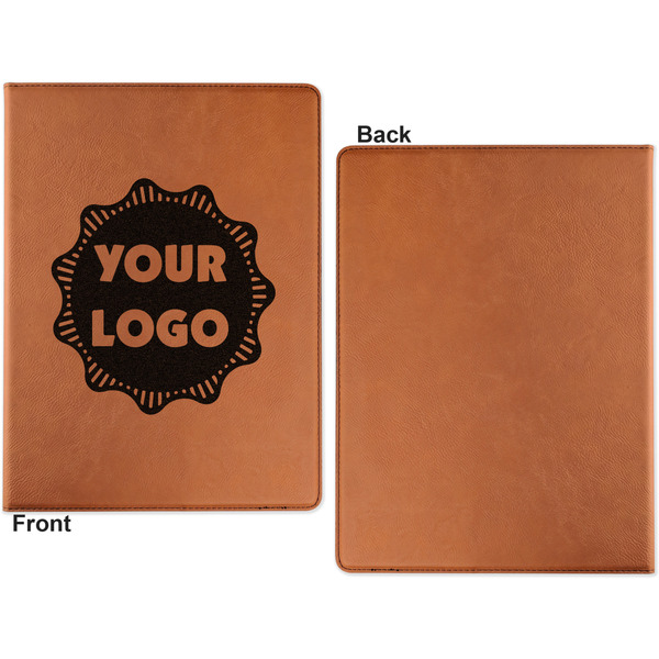 Logo Cognac Leatherette Portfolios with Notepad - Small - Single Sided- Apvl