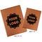 Logo Cognac Leatherette Portfolios with Notepads - Compare Sizes