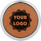 Logo Cognac Leatherette Round Coasters w/ Silver Edge - Single