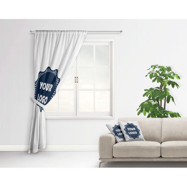 Logo Curtain With Window and Rod - in Room Matching Pillow