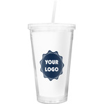 Logo Double Wall Tumbler with Straw