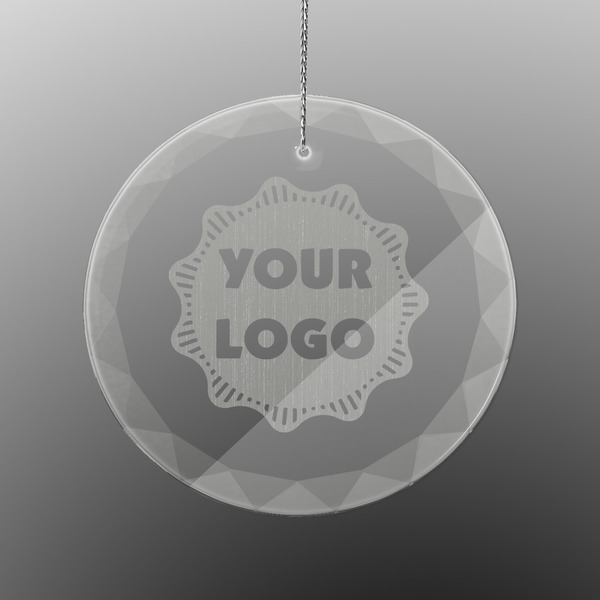 Custom Logo Engraved Glass Ornament - Round