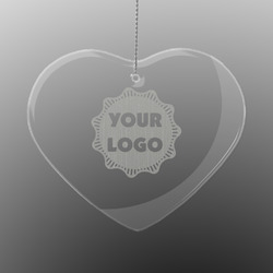 Logo Engraved Glass Ornament - Heart